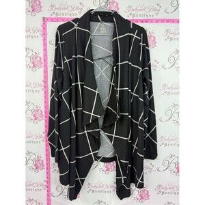 IYLA Open-Front Black Windowpane Cardigan Sweater